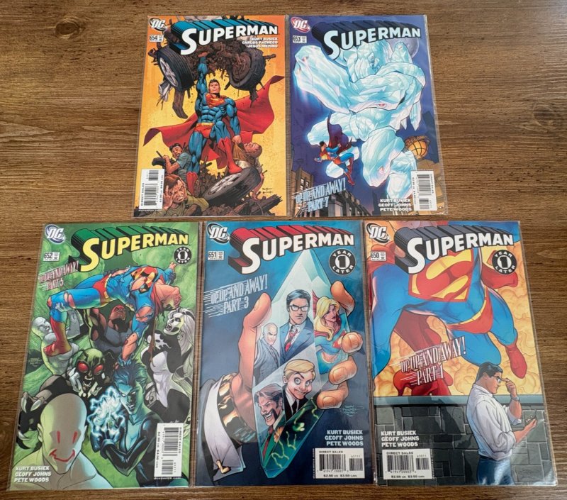 Lot of 5 Superman DC Comic Books # 650 651 652 653 654 NM 1st Prints 7 J440, raw comic book in NM condition — front cover