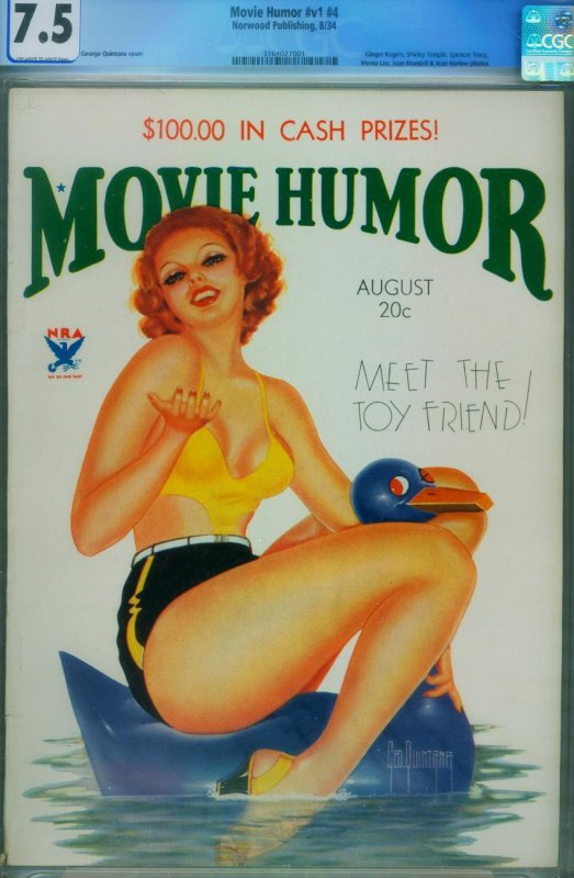 Movie Humor #6, CGC 7.5 graded comic book, Universal Blue label — front cover in its holder