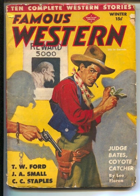 Pulp: Famous Western-Winter 1945-Columbia-Judge Bates Story by Lee Floren-He... (1945), raw, ungraded comic book — front cover