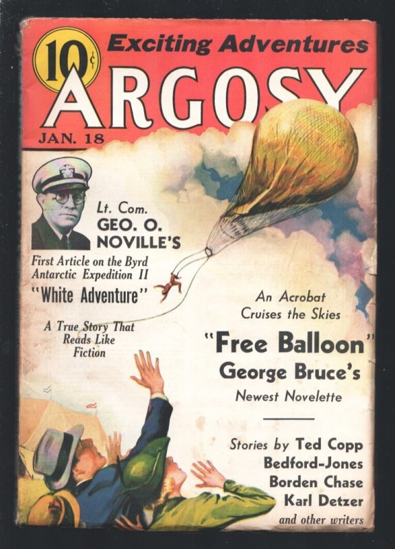 Argosy 1/18/1936-White Adventure-Admiral Byrd 2nd Antarctic Expedition-Balloon a, raw, ungraded comic book — front cover