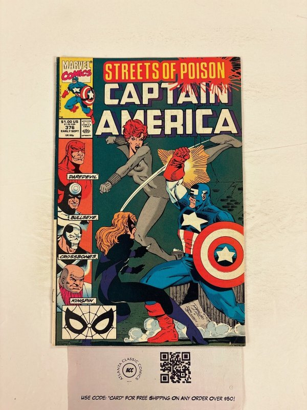 Captain America #376 (Marvel Comics, 1990), raw comic book in NM condition — front cover