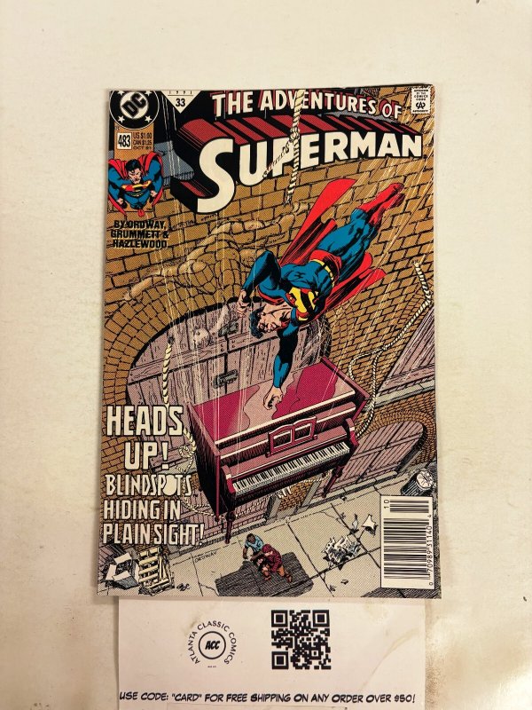 The Adventures of Superman #483 (DC Comics), raw comic book in VF condition — front cover