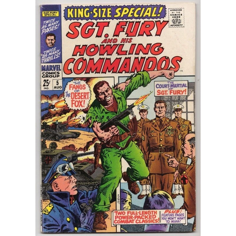 Sgt. Fury and His Howling Commandos King Size Special #5 (Marvel Comics, 1969), raw comic book in FN 6.0 condition — front cover