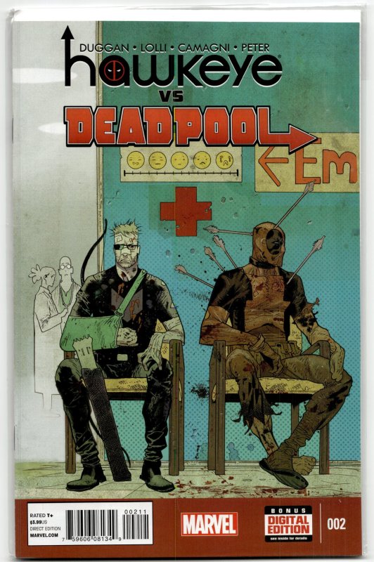 Hawkeye vs. Deadpool #2 (Marvel Comics, 2015), raw, ungraded comic book — front cover
