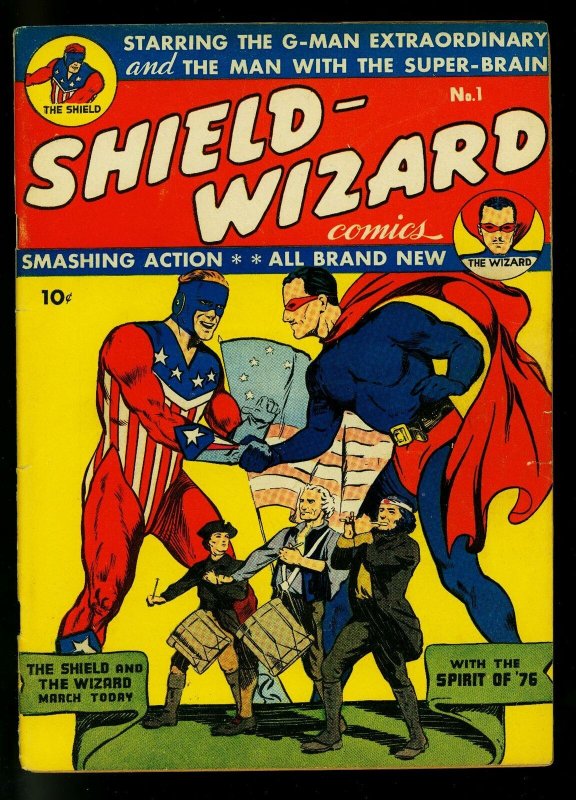 SHIELD Wizard #1 (MLJ Magazines, 1940), raw comic book in FN- condition — front cover