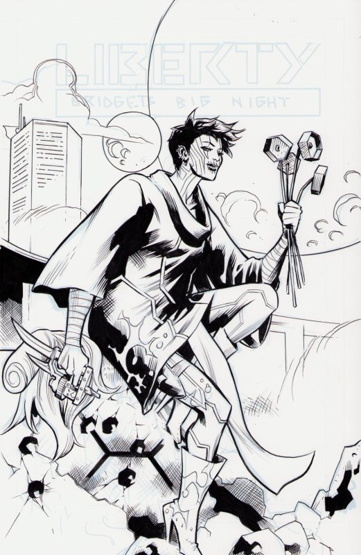 Bridgets Big Night Ink Cover Page - Karl Moline, raw, ungraded comic book — front cover