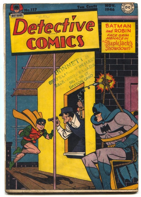 Detective #117 (DC Comics, 1946), raw comic book in VG+ condition — front cover
