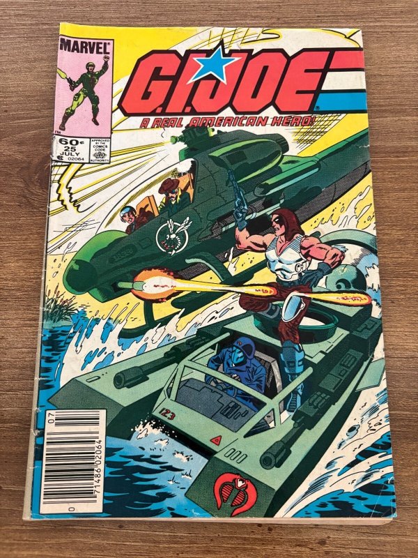 G.I. Joe #25 (Marvel Comics), raw comic book in FN- condition — front cover