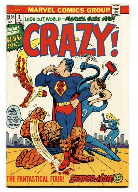 Crazy #3 (1973), raw comic book in VF/NM condition — front cover
