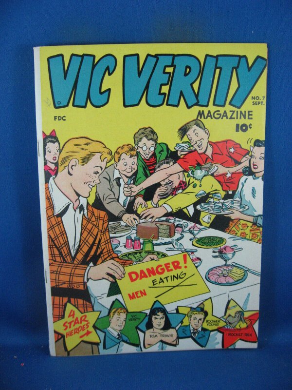 Vic Verity Magazine #7 (1946), raw comic book in VF condition — front cover