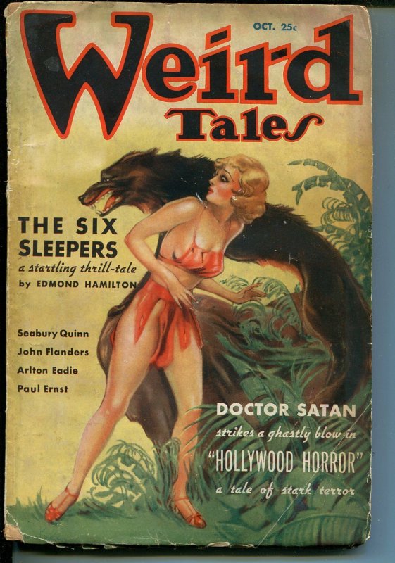 Weird Tales 10/1935-Margaret Brundage-Good Girl Art-Dr Satan-Quinn-pulp-VG-, raw comic book in VG- condition — front cover