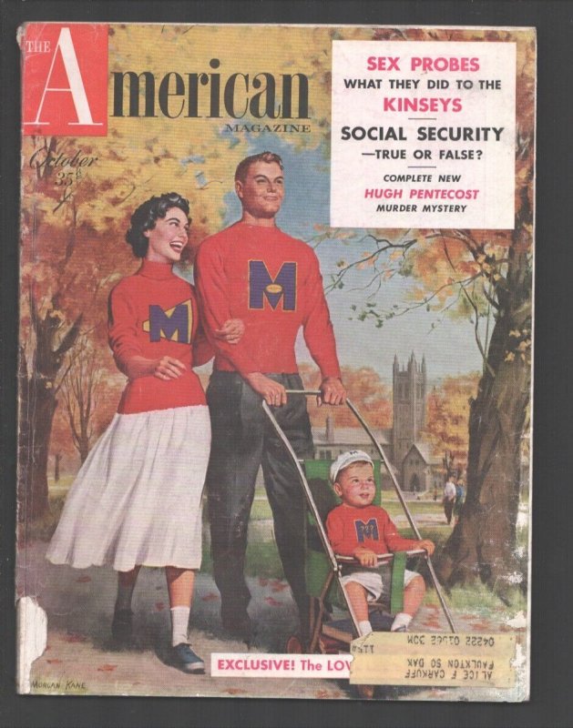 Pulp: American Magazine 10/1953-cover art by Morgan Kane-Hugh Pentecost Pulp..., raw, ungraded comic book — front cover