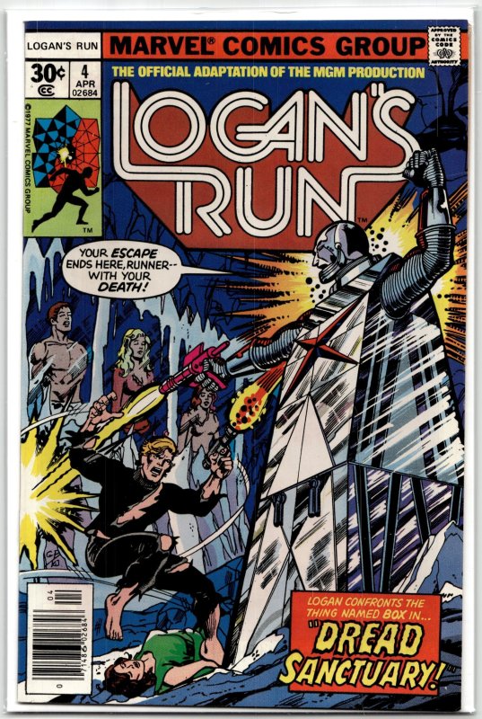 Logan's Run #4 (Marvel Comics, 1977), raw, ungraded comic book — front cover