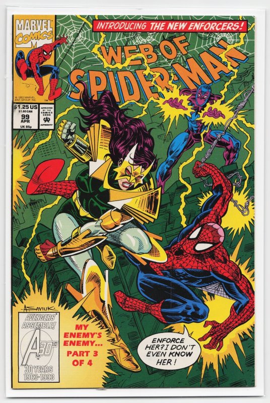 Web of Spider-Man #99 (Marvel Comics, 1993), raw, ungraded comic book — front cover