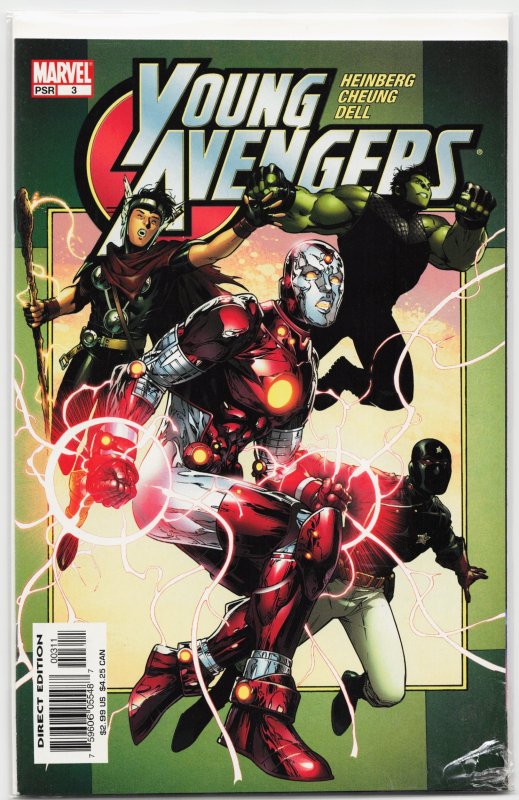 Young Avengers #3 (Marvel Comics, 2005), raw, ungraded comic book — front cover