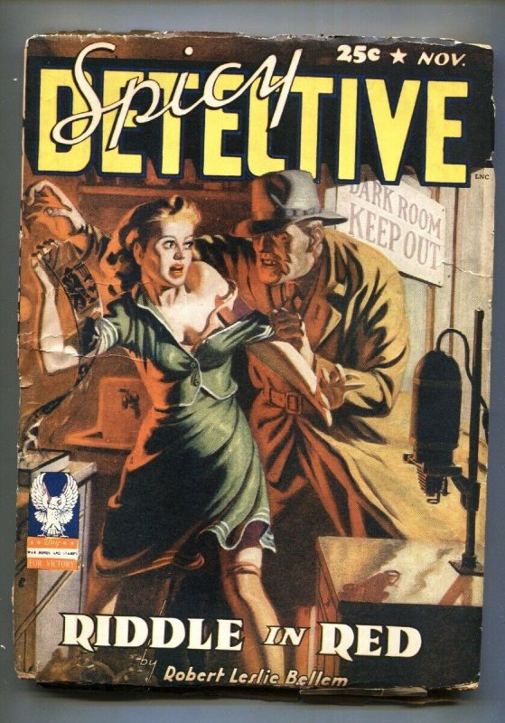 Spicy Detective Stories Nov 1942-Wild Cover-Rare Pulp MAG (Culture Publications, 1942), raw, ungraded comic book — front cover