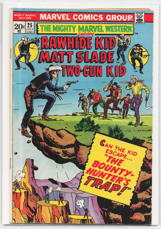 The Mighty Marvel Western #25 (Marvel Comics, 1973), raw, ungraded comic book — front cover