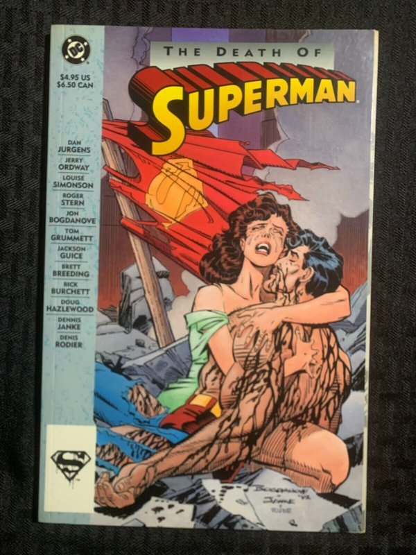 1993 Death OF Superman TPB SC FVF 7.0 1st Printing DC Comics (DC Comics, 1993), raw comic book in 7.0 condition — front cover