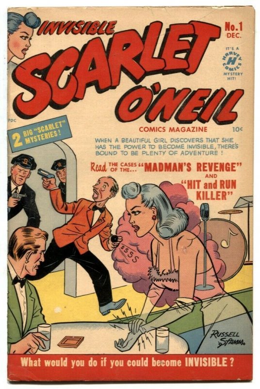 Invisible Scarlet O'Neil #1 (1950), raw comic book in FN- condition — front cover