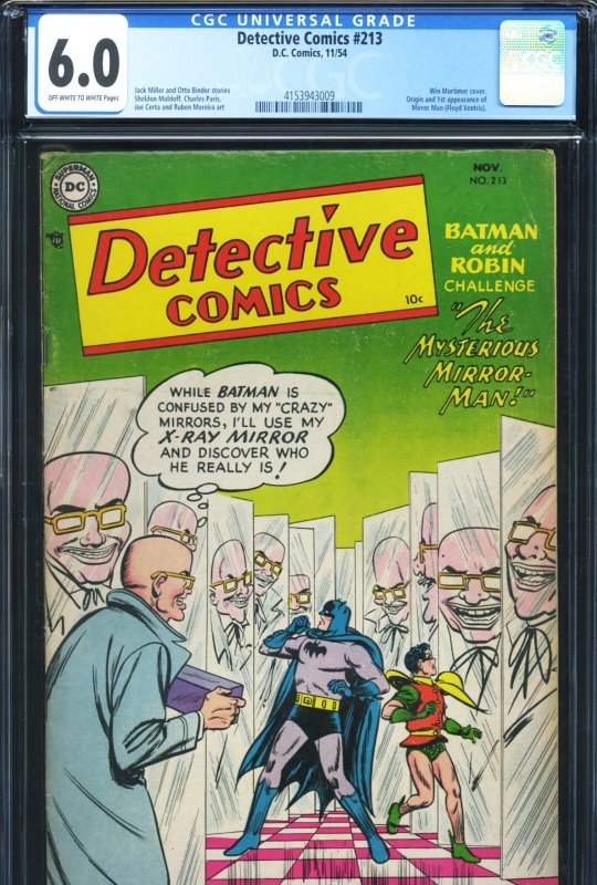 Detective Comics #213 (DC Comics, 1954), CGC 6.0 graded comic book, Universal Blue label — front cover in its holder