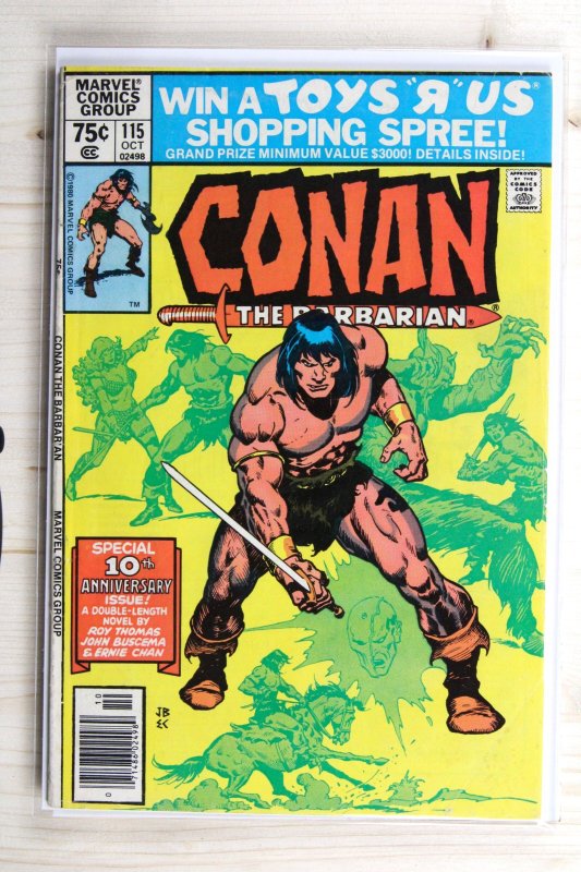 Conan the Barbarian #115 (Marvel Comics, 1980), raw comic book in FN/VF 7.0 condition — front cover