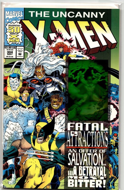 The Uncanny X-Men #304 (Marvel Comics, 1993), raw, ungraded comic book — front cover