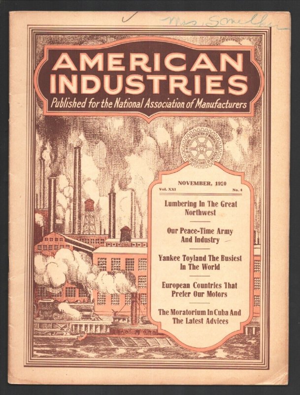 MAG: American Industries 11/1920-Cuba Moratorium-A few Pages cut out but Coba..., raw, ungraded comic book — front cover