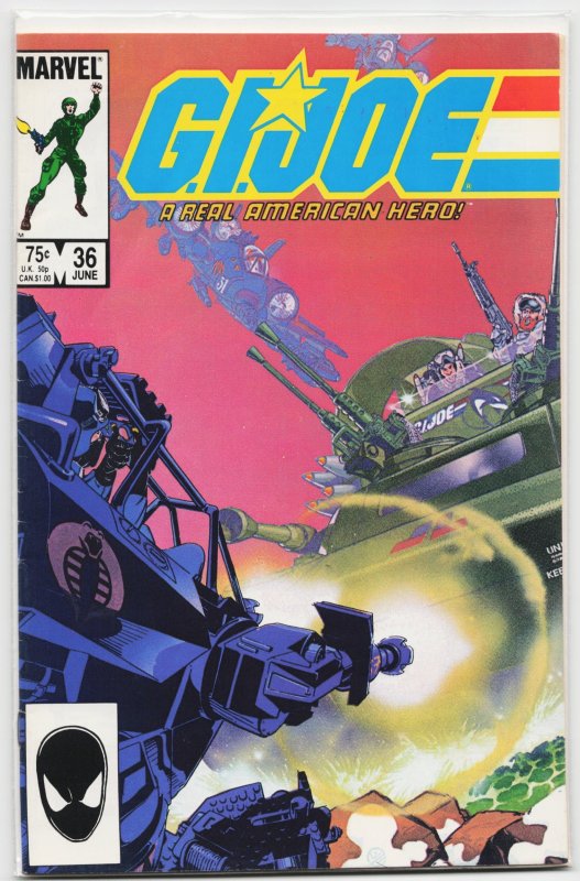 G.I. Joe: A Real American Hero #36 (Marvel Comics, 1985), raw, ungraded comic book — front cover