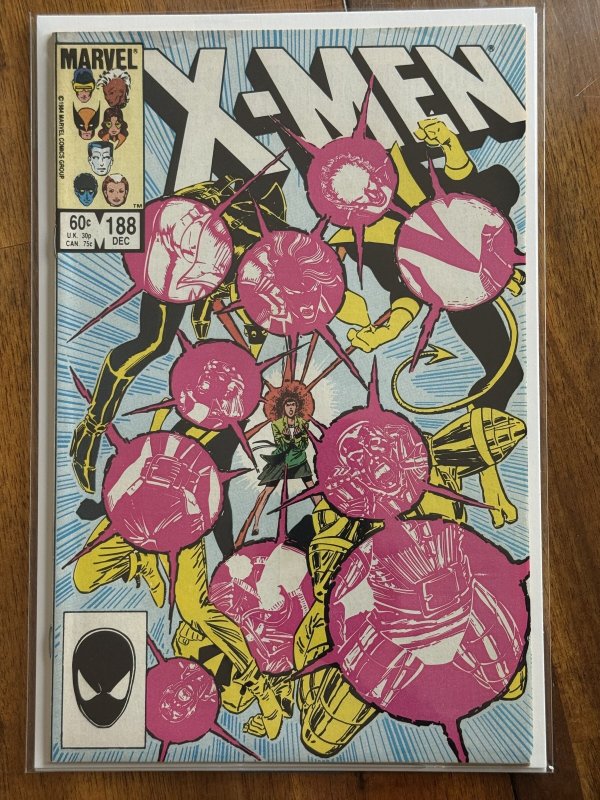 X-Men #188 (Marvel Comics, 1984), raw comic book in VF 8.0 condition — front cover