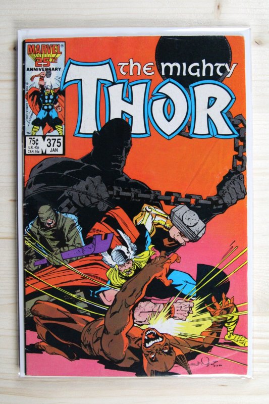 Thor #375 (Marvel Comics, 1987), raw comic book in VF 8.0 condition — front cover