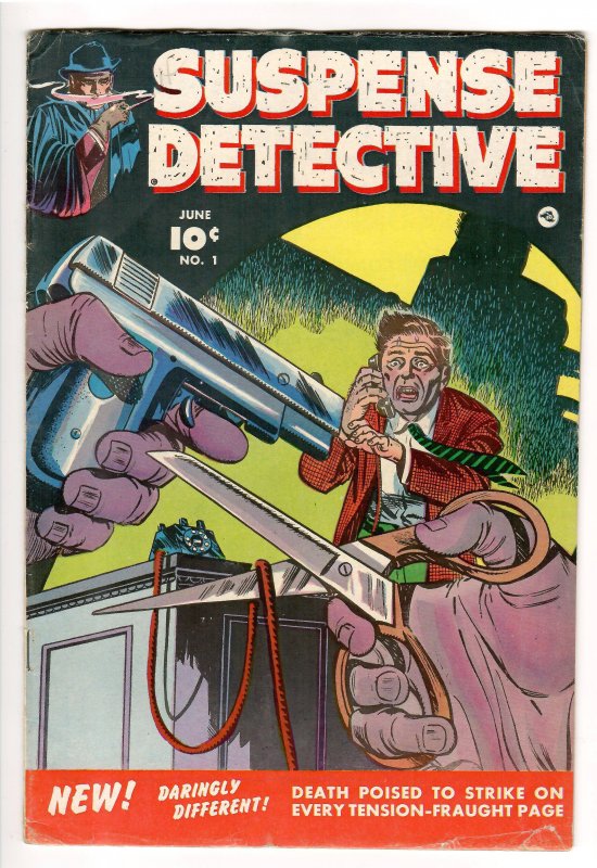 Suspense Detective #1 (1952), raw, ungraded comic book — front cover