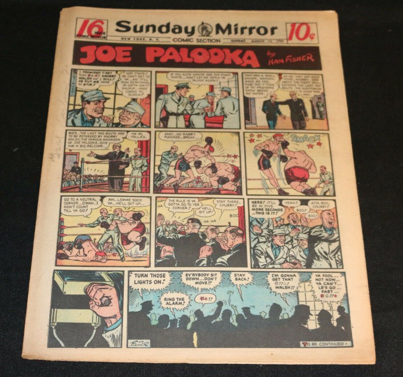 1950 Sunday Mirror Weekly Comic Section March 12th (VG+) Superman Lil Abner (1950), raw comic book in VG+ condition — front cover