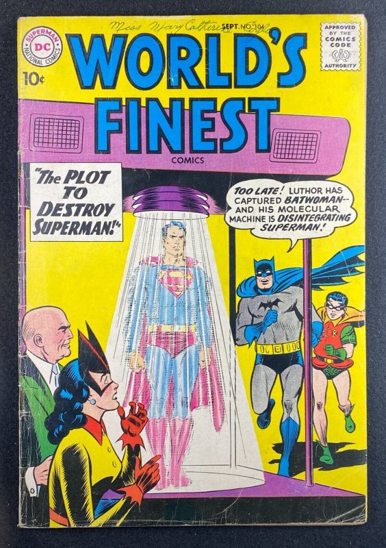 World's Finest #104 (DC Comics, 1941), raw comic book in VG 4.0 condition — front cover