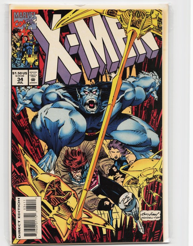 X-Men #34 (Marvel Comics, 1994), raw, ungraded comic book — front cover