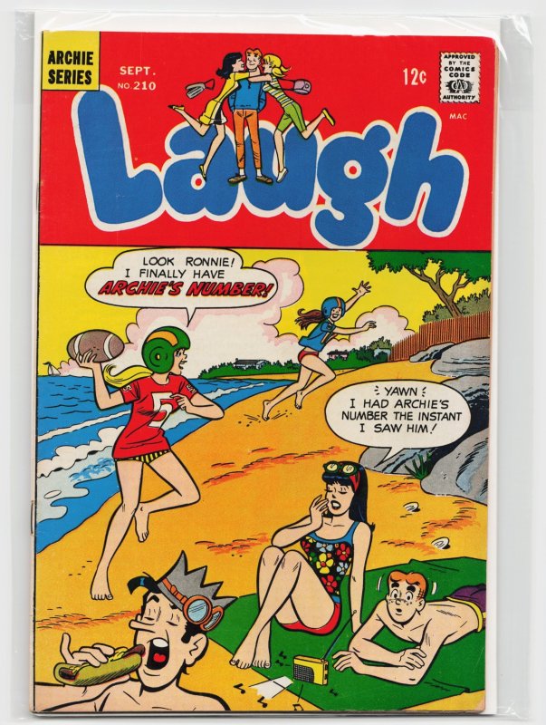 Laugh #210 (Archie Comics, 1968), raw, ungraded comic book — front cover
