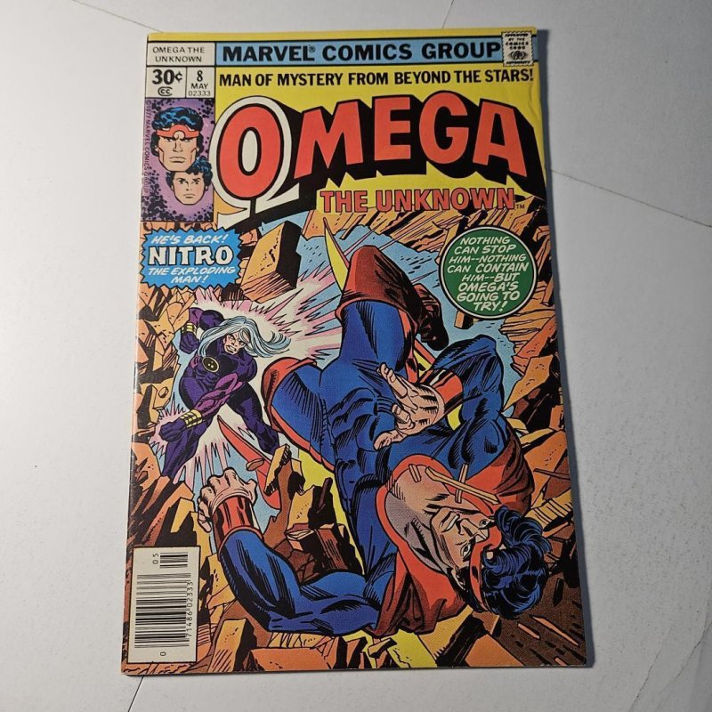 Omega the Unknown #8 (Marvel Comics), raw, ungraded comic book — front cover