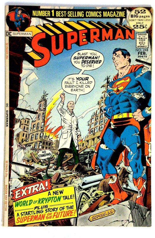 Superman #248 (DC Comics, 1972), raw comic book in FN condition — front cover