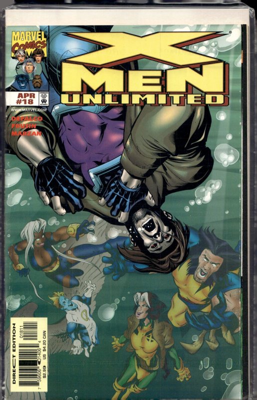 X-Men Unlimited #18 (Marvel Comics, 1998), raw, ungraded comic book — front cover