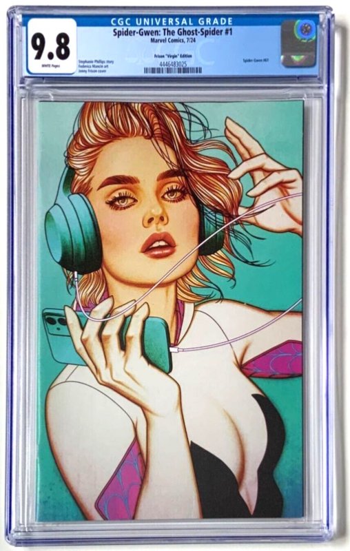 Spider-Gwen: Ghost Spider #1 (Marvel Comics), CGC 9.8 graded comic book, Universal Blue label — front cover in its holder