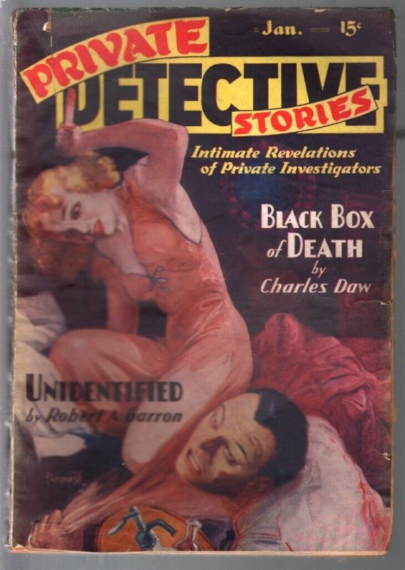 Private Detective Stories 1/1938-Trojan-Parkhurst Cover-Oriental Menace-VG, raw comic book in VG condition — front cover