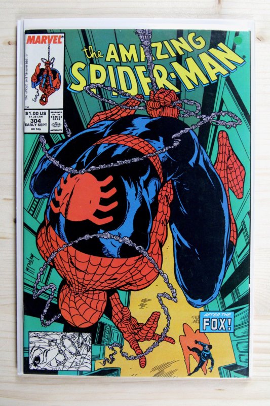 The Amazing Spider-Man #304 (Marvel Comics, 1988), raw comic book in VF/NM 9.0 condition — front cover