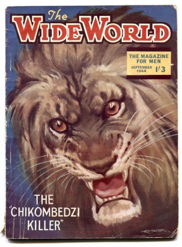 Pulp: The Wide World Pulp September 1944-lion Cover- Chikombedzi (1944), raw, ungraded comic book — front cover