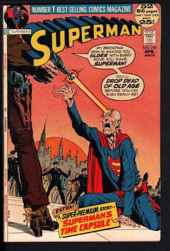 Superman #250 (DC Comics), raw comic book in VF condition — front cover
