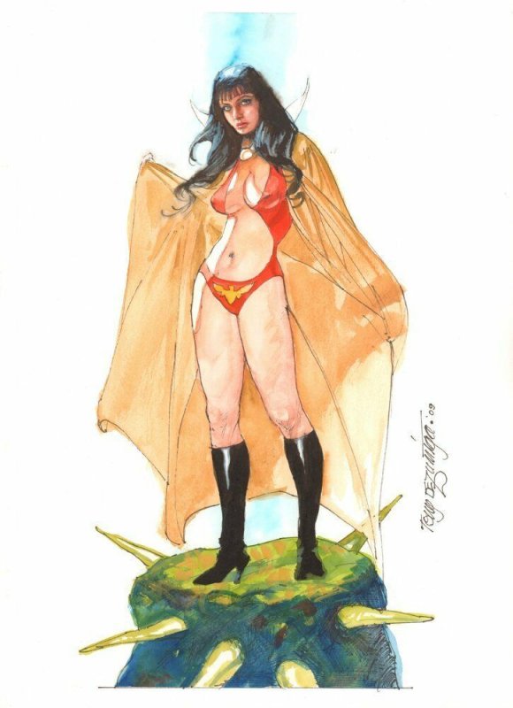 Vampirella Watercolor Painted Art Commission - 2009 art by Tony DeZuniga (2009), raw, ungraded comic book — front cover