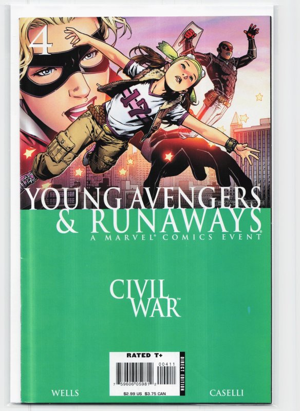 Civil War: Young Avengers & Runaways #4 (Marvel Comics, 2006), raw, ungraded comic book — front cover