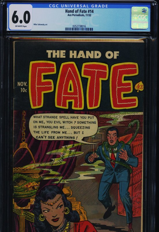 Hand of Fate #14, CGC 6.0 graded comic book, Universal Blue label — front cover in its holder