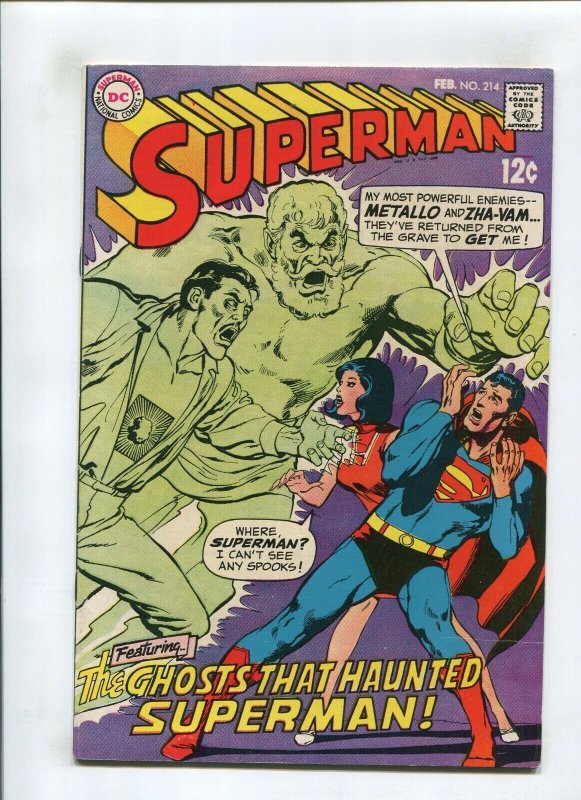 Superman #214 (DC Comics, 1969), raw comic book in 9.0 condition — front cover