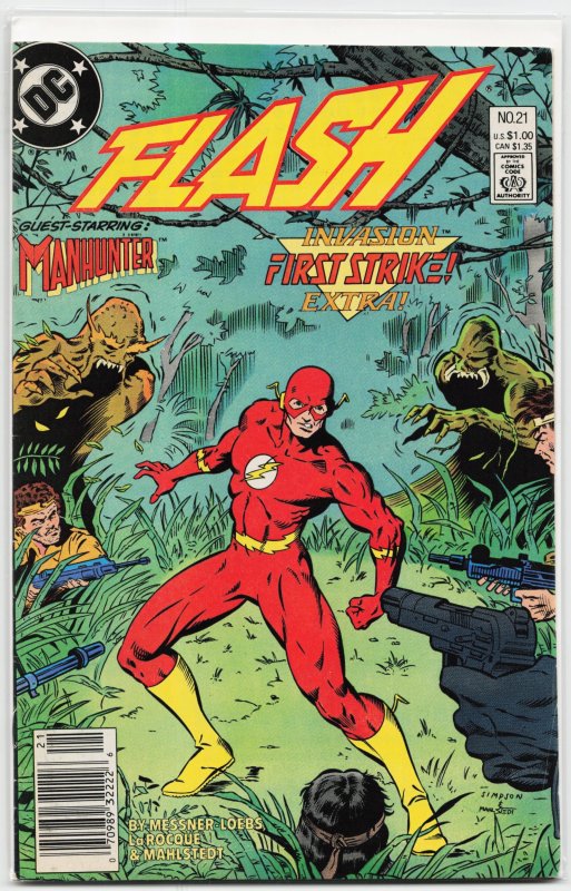 The Flash #21 (DC Comics, 1988), raw, ungraded comic book — front cover