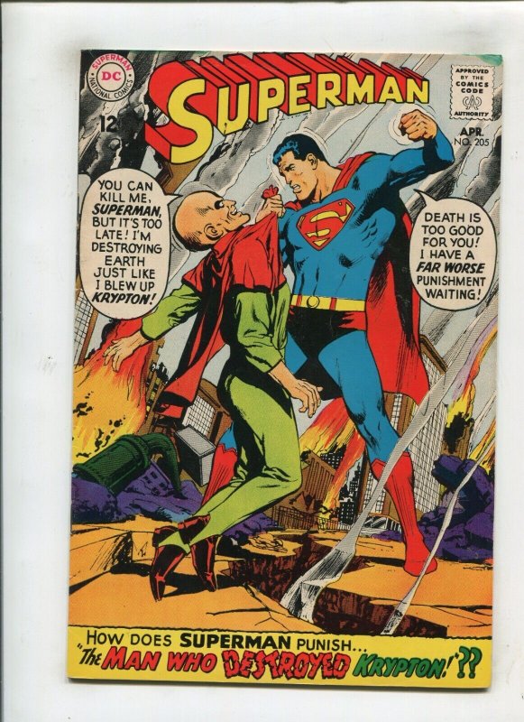 Superman #205 (DC Comics, 1968), raw comic book in 6.5 condition — front cover