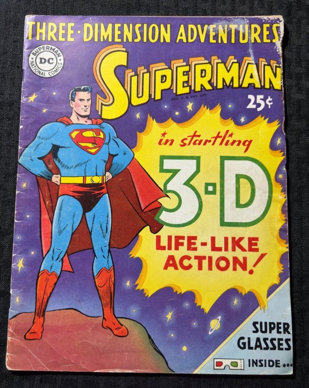 1953 Superman Three-Dimension Adventures 3-D Magazine VG 4.0 NO Glasses (1953), raw comic book in VG 4.0 condition — front cover
